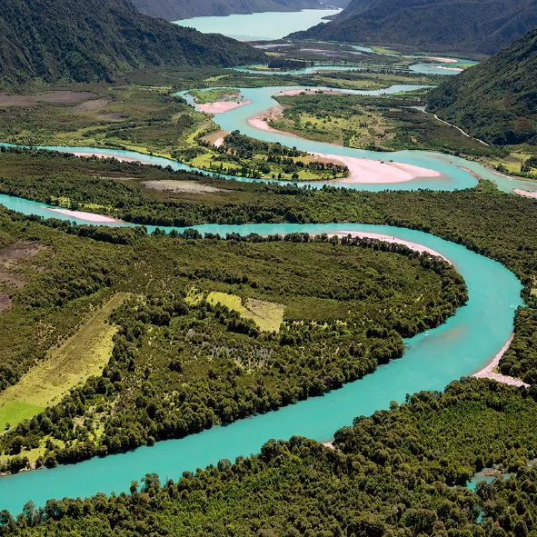 Red de bosques nativos y cuerpos de agua
