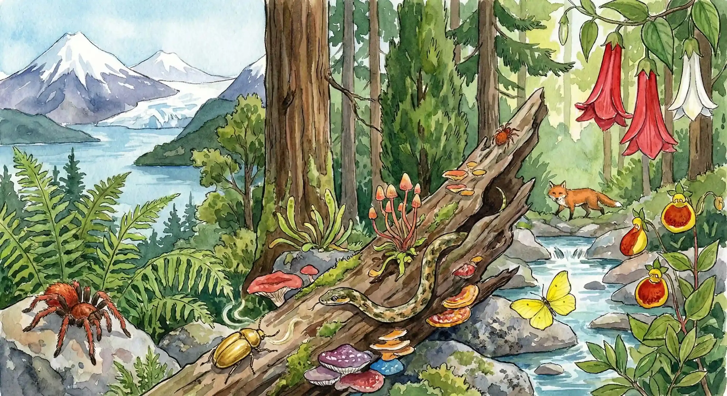 Ilustración propia inspirada en el poema 'El Bosque Chileno' de Pablo Neruda